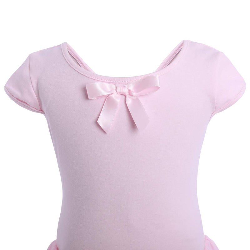 OBEEII Toddler Kid Girl Cap Sleeve Ballet Dress High Low Skirted Leotard Ballerina Gymnastic Dancewear Activewear Costume (Pink, 18-24 Months) - Image 4